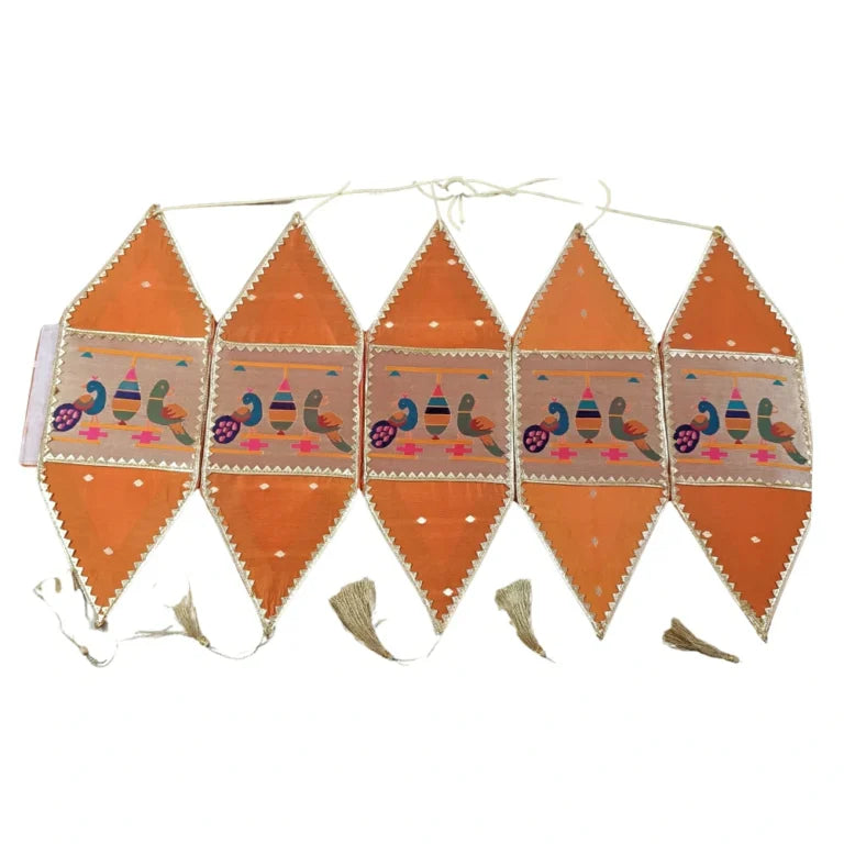 Orange Paithani Kandil for Diwali – Handcrafted Lantern with Traditional Peacock Design
