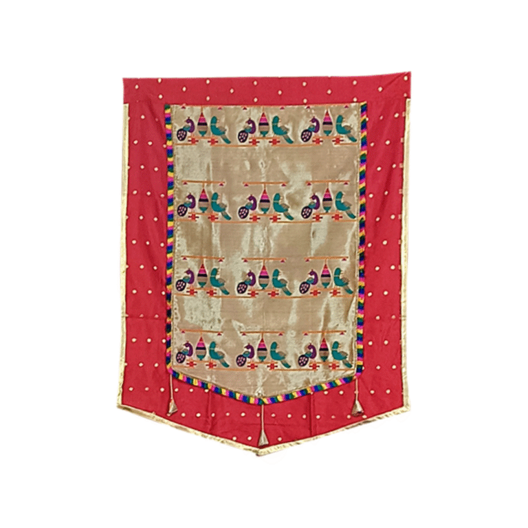 Paithani Parrot-Peacock Backdrop for Ganesh Chaturthi – Red