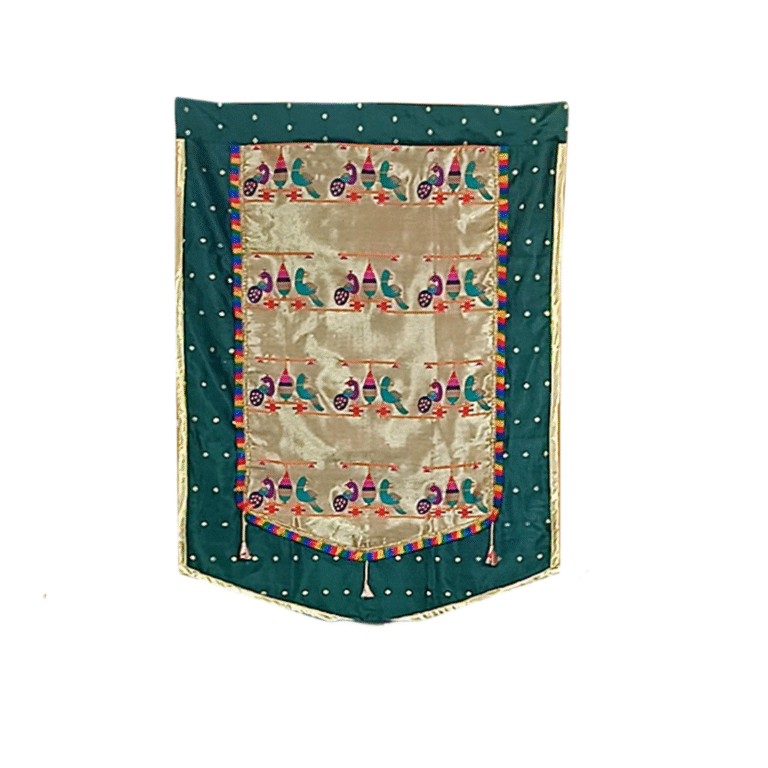 Paithani Parrot-Peacock Backdrop for Ganesh Chaturthi – Green