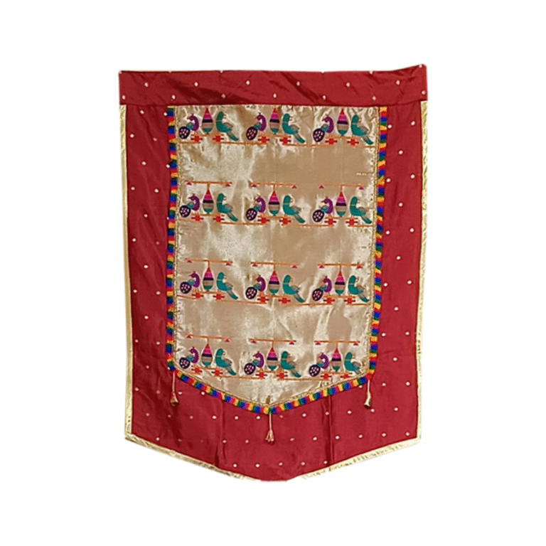 Paithani Parrot-Peacock Backdrop for Ganesh Chaturthi – Maroon