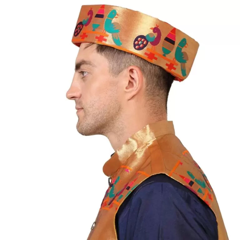 Kanira Paithani Topi for Mens Parrot Peacock