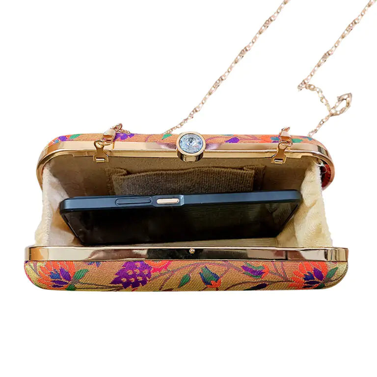 Small Peacock Red Paithani Clutch – A Heritage Classic in a Modern Silhouette