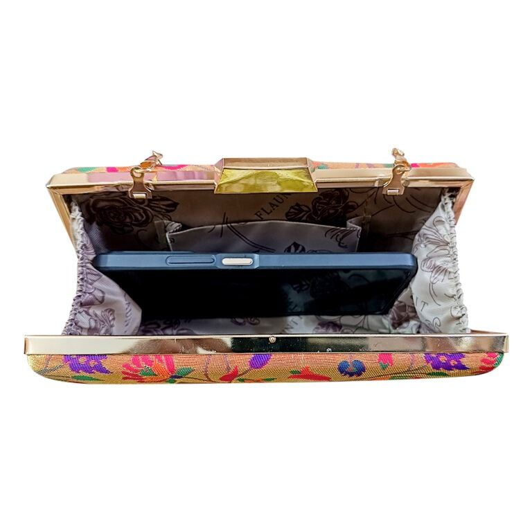 Small Peacock Red Paithani Clutch – Timeless Craft in a Compact Frame