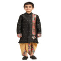 Kanira Jr Paithani dhoti kurta black butti for boys adi pattern