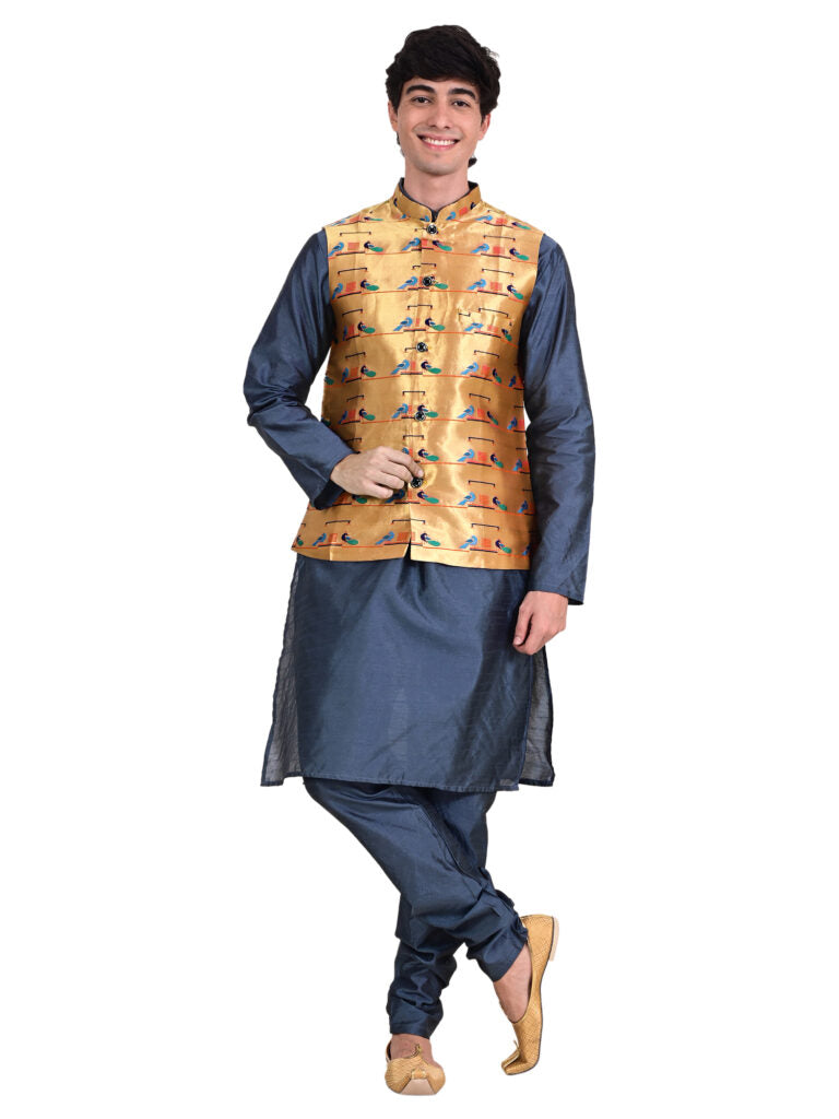 Kanira Paithani jacket for Mens Double Peacoak