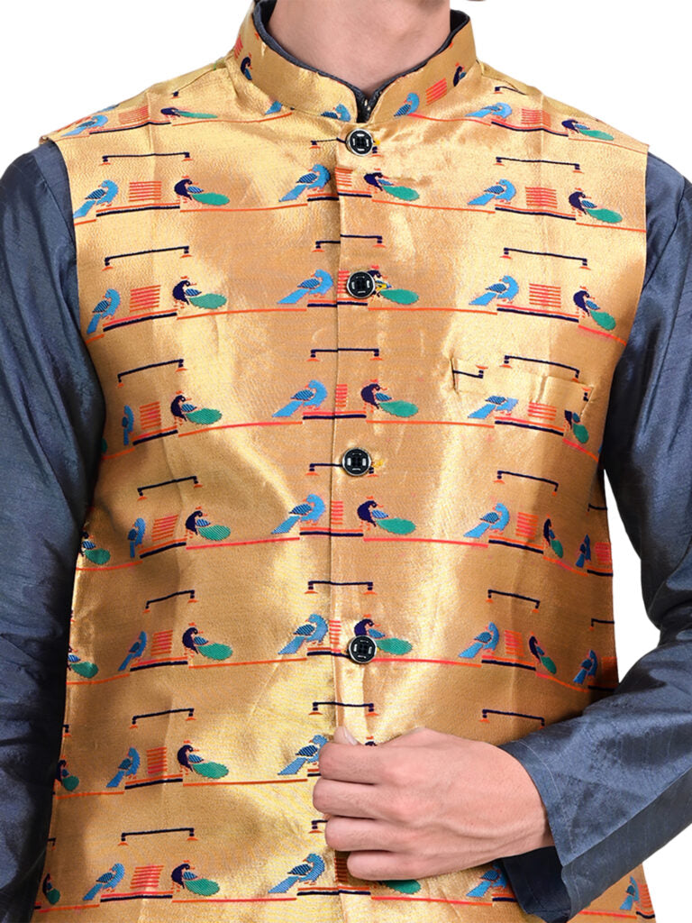 Kanira Paithani jacket for Mens Double Peacoak