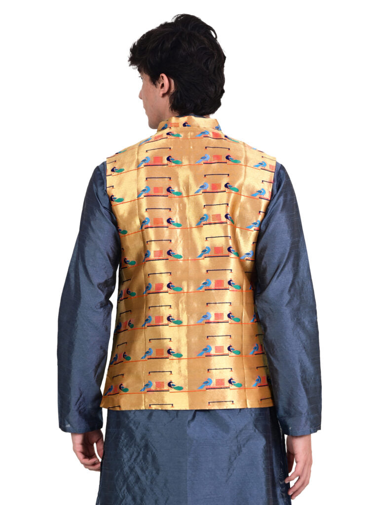 Kanira Paithani jacket for Mens Double Peacoak