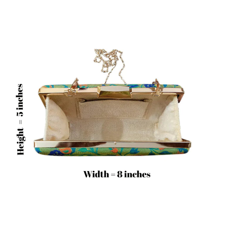 Small Peacock Green Paithani Clutch – Rich Heritage in a Compact Design