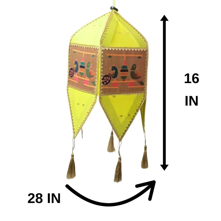 Neon Paithani Kandil for Diwali – Handcrafted Lantern with Traditional Peacock Design
