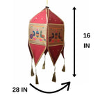 Red Paithani Kandil for Diwali – Paithani Lantern with Traditional Peacock Design