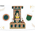Ganesh Chaturthi Paithani Ganpati Decoration Combo Set – Green Theme (7 Items + Free Samai Asan)