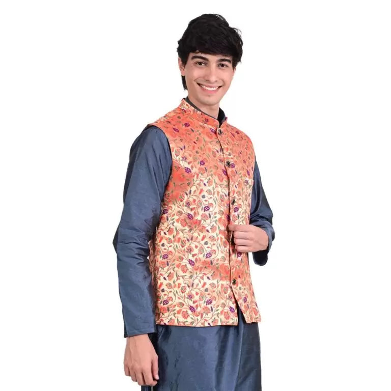 Paithani Jacket for Men Small Peacock – Kanira