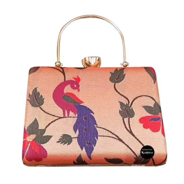 Paithani Clutch with Golden Zari