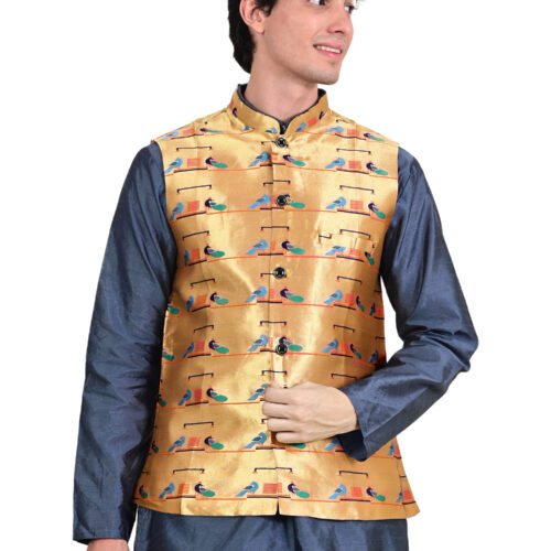 Kanira Paithani jacket for Mens Double Peacoak
