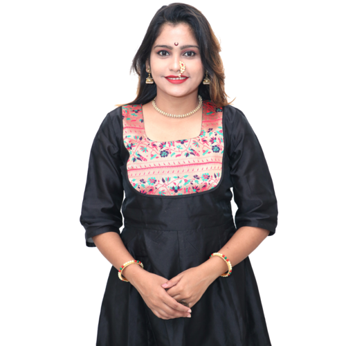 Kanira Baani Black Paithani Kurti, Office Wear Peacock Design