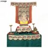 Orange Paithani Ganpati Backdrop with Parrot and Peacock Motifs