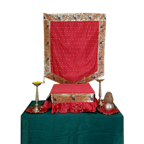 Paithani Side Pattern Backdrop for Ganesh Chaturthi – Red