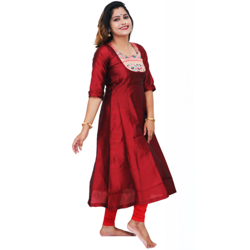 Kanira Baani Maroon Paithani Kurti, Office Wear Peacock Design