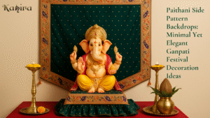 Paithani Side Pattern Backdrops: Minimal Yet Elegant Ganpati Festival Decoration Ideas