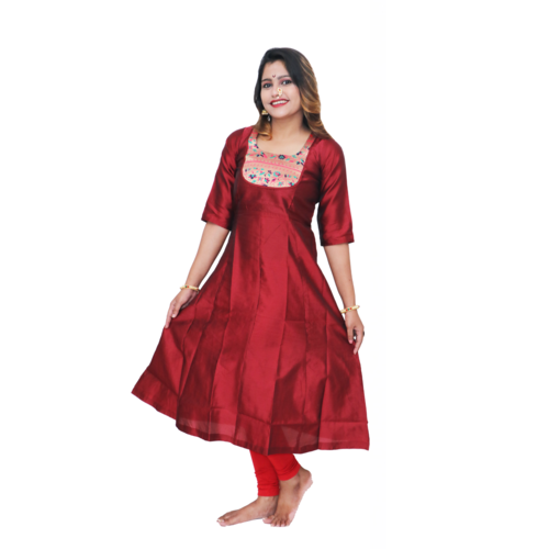 Kanira Baani Maroon Paithani Kurti, Office Wear Peacock Design
