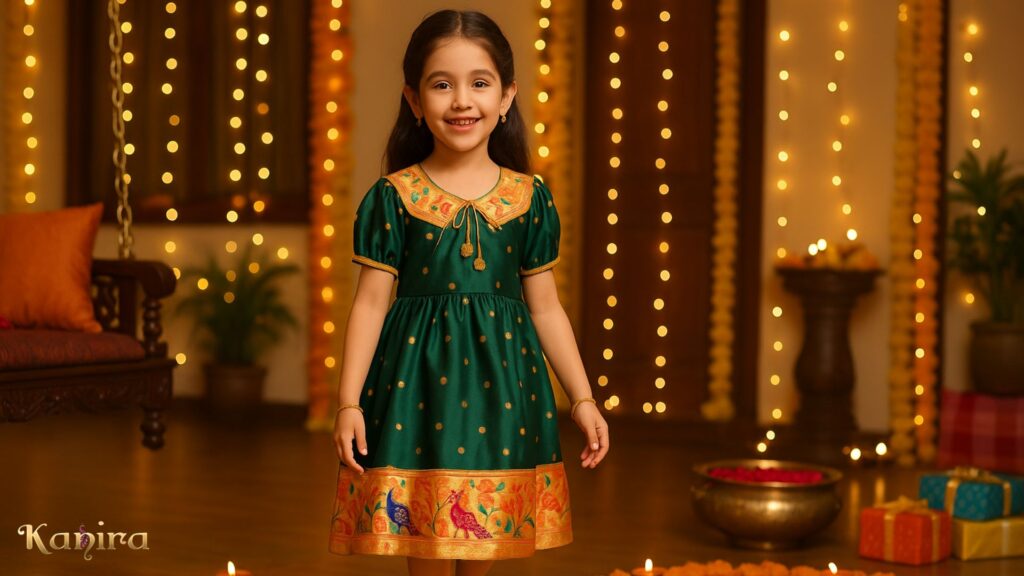 Diwali Dressing Ideas with Paithani Frock for Baby Girl: Adorable and Ethnic