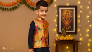 Traditional Paithani Jacket for Boys for Dussehra Celebrations