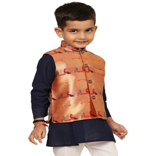 Kanira Jr Paithani Jacket for Boys Jodi peacock
