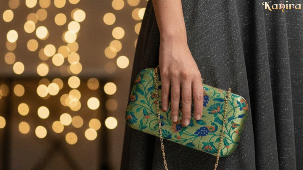 Handcrafted Paithani Clutch – The Perfect Fusion Accessory