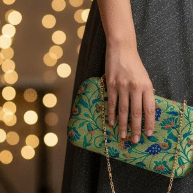 Handcrafted Paithani Clutch – The Perfect Fusion Accessory